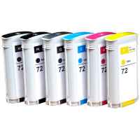 HP 72 Remanufactured 6 Pack Compatible Ink Cartridge Set