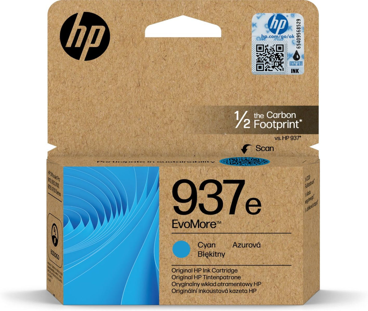 HP 937e Original EvoMore High Capacity Cyan Ink Cartridge - (4S6W6NE)